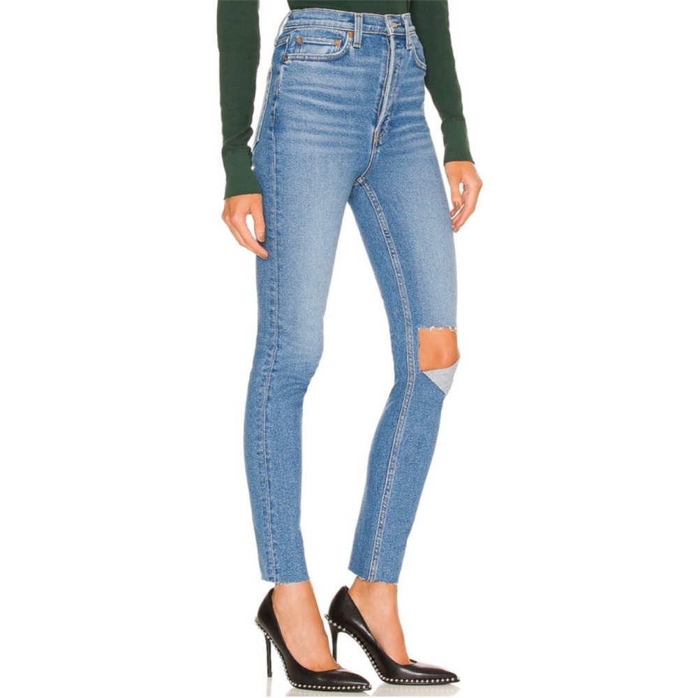 Re/Done Originals 90s Ultra High Rise Skinny Jean in Broken Through Size 24 - Picture 6 of 15
